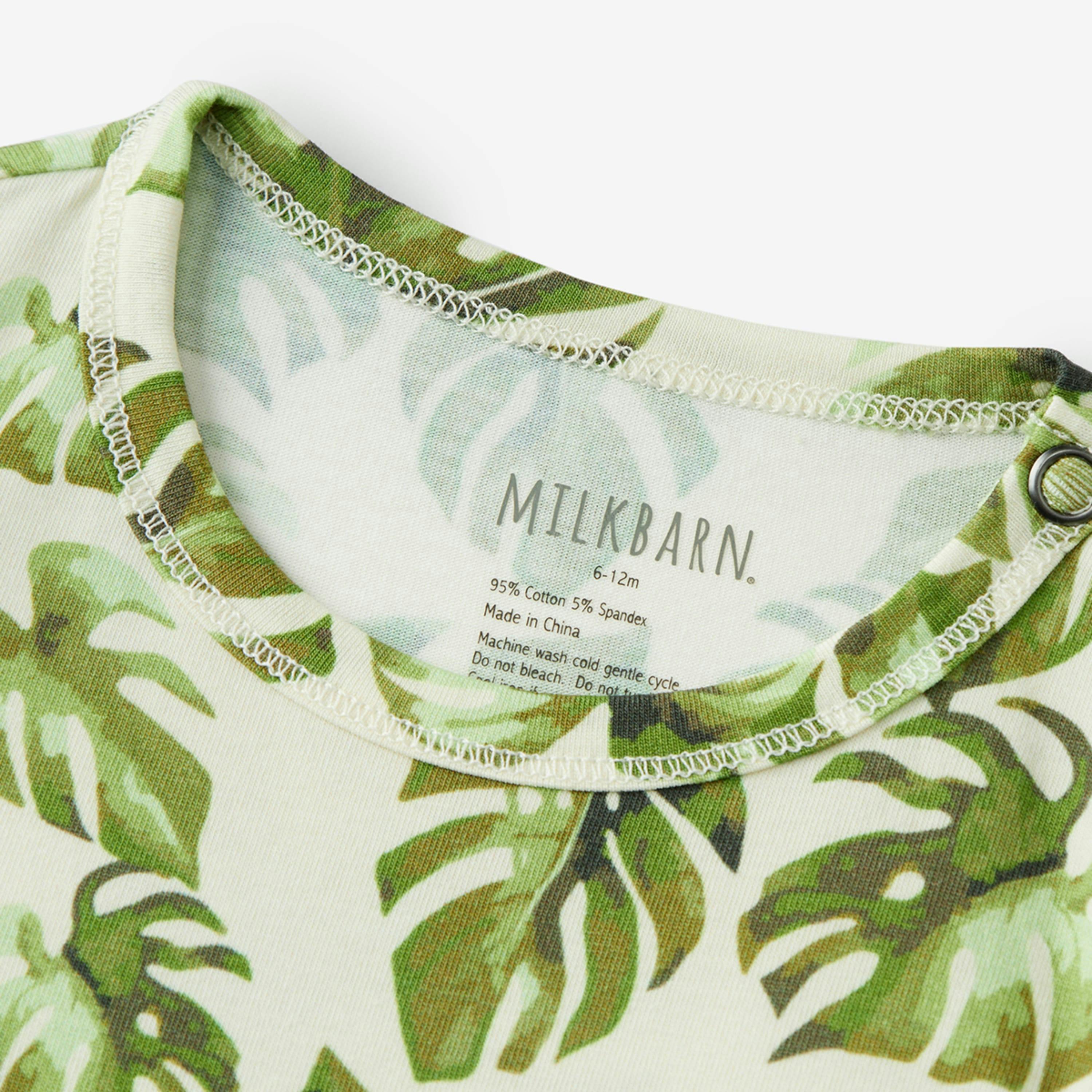 Island Leaf Cotton Stretch Ruffle One Piece