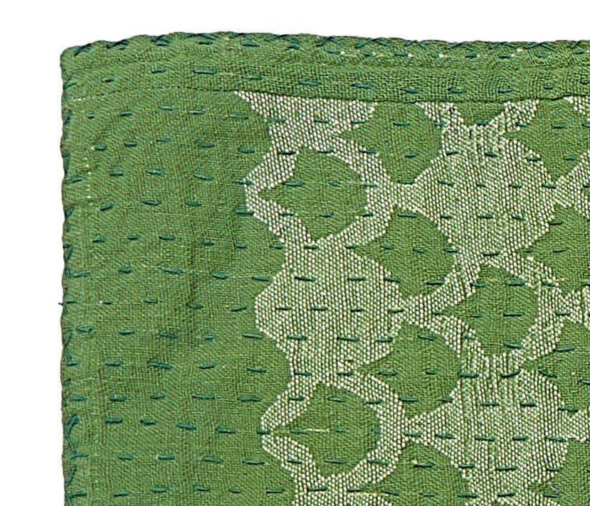 Artisan Hand Loomed Cotton Table Runner - Green Ginkgo - 18"x96" Arcadia Home