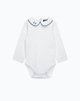 Baby Long-Sleeved Milo Bodysuit in White/Navy