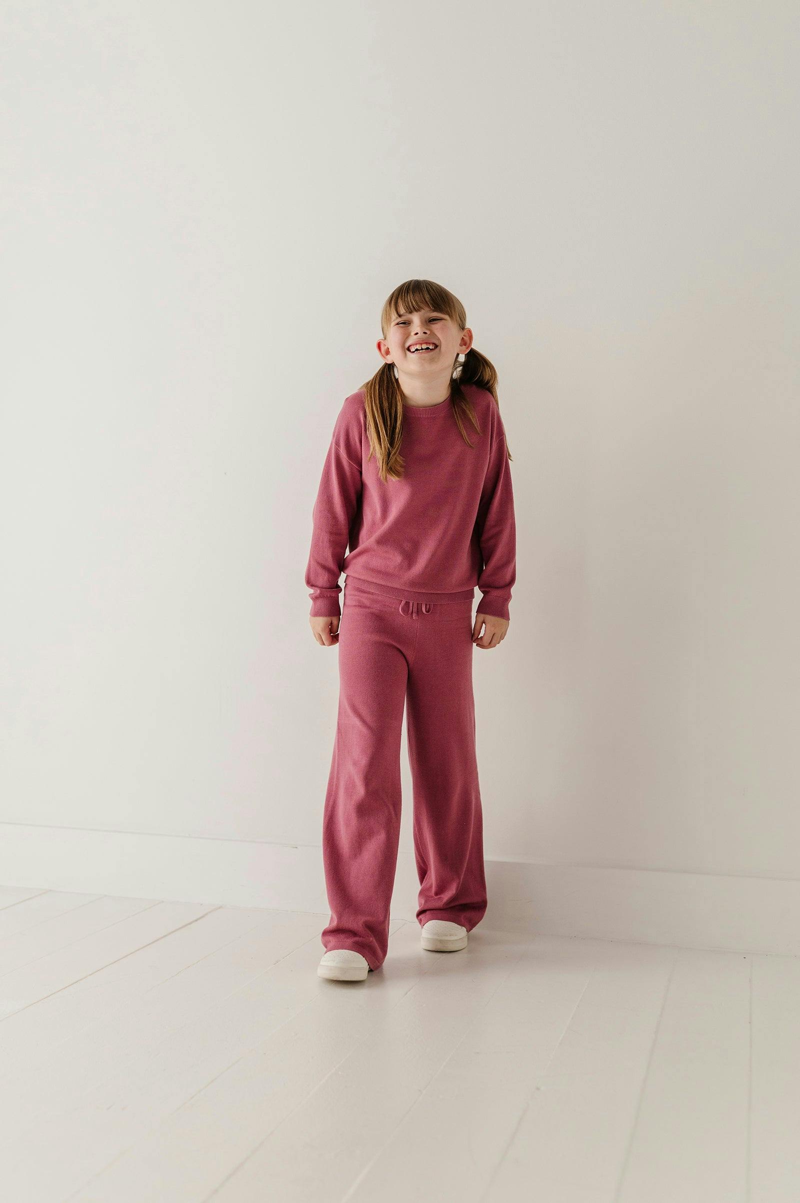 Girls Crew Neck Sweater in Winter Mauve
