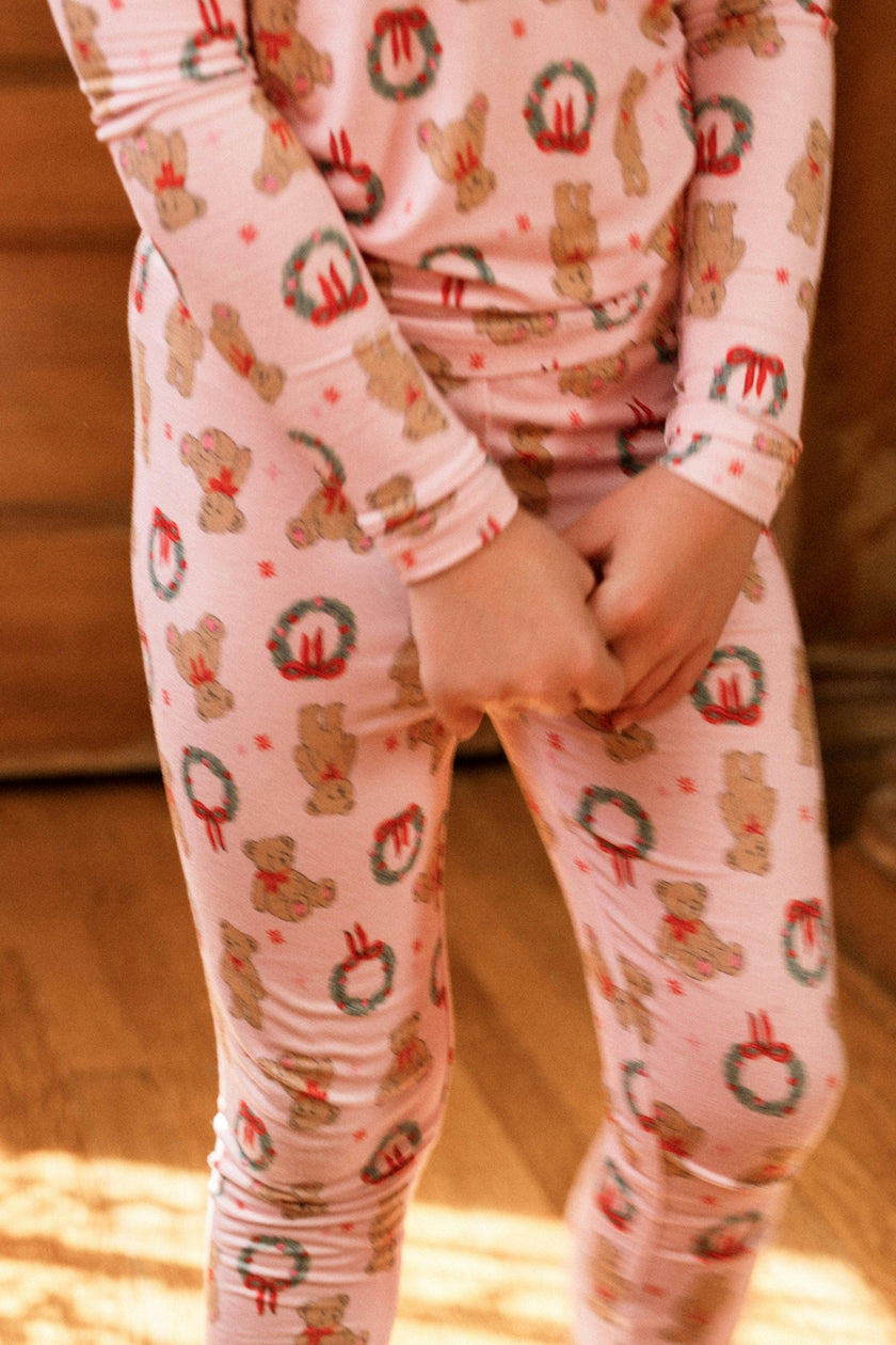 Mini So Soft Henley Pajama Set in Teddy Bear Wreaths
