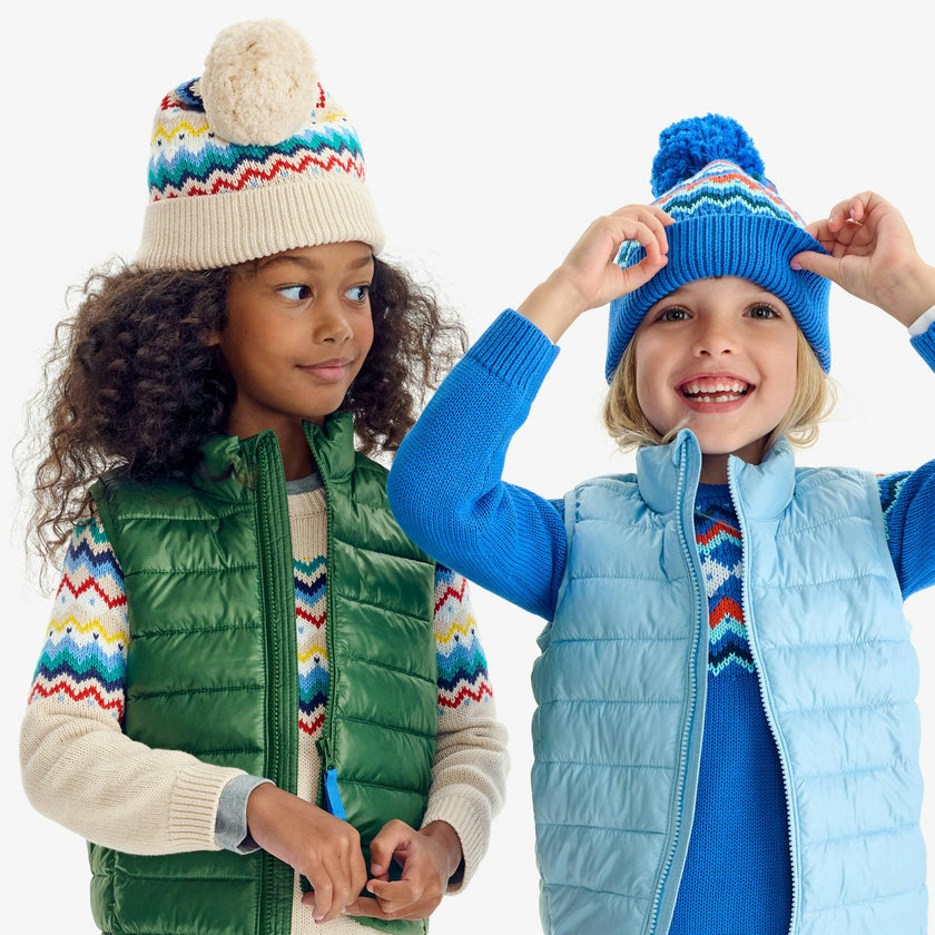 Kids knit beanie in fair isle