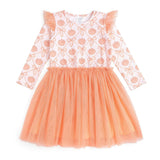 Pumpkin Bow Trellis Long Sleeve Tutu Dress