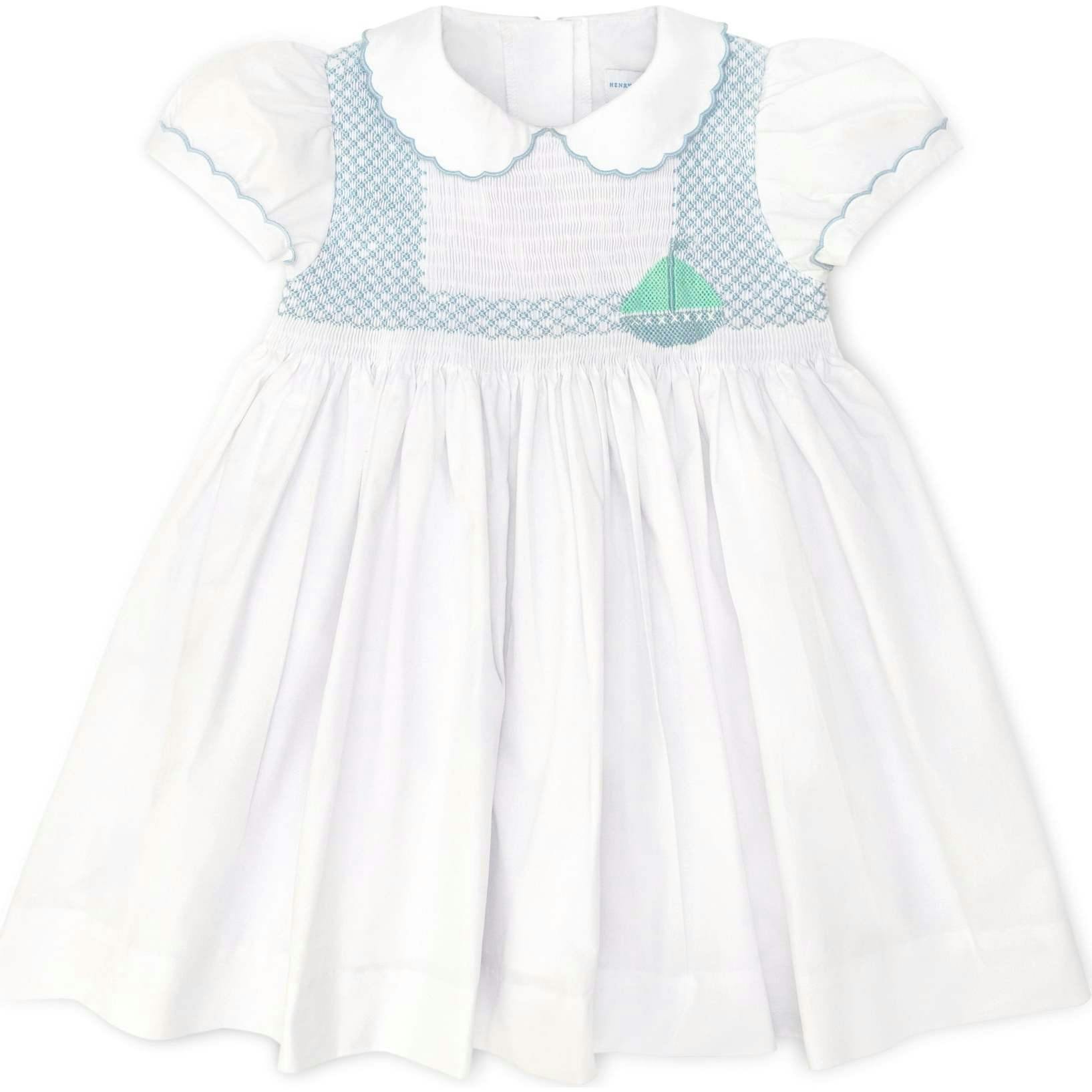 Eloise Dress in Smocked Sailboats