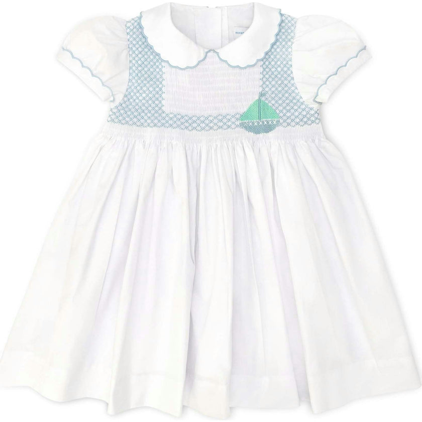 Eloise Dress in Smocked Sailboats