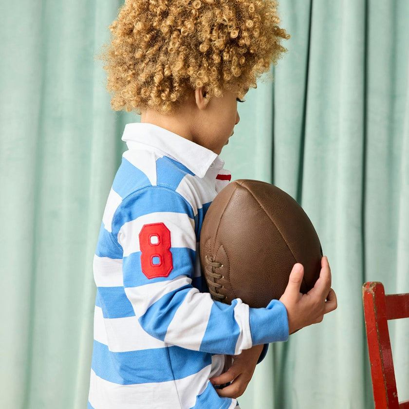 Nicholas Rugby Shirt in Denim Blue/White