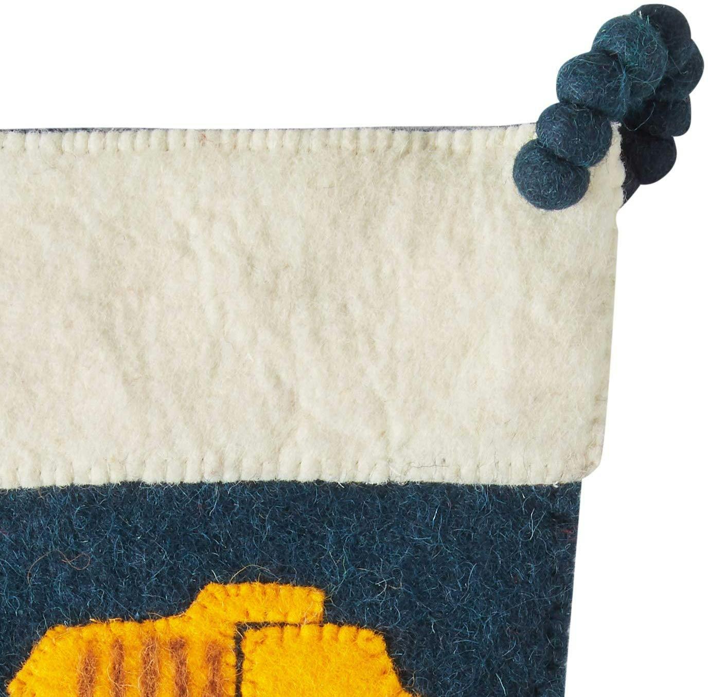 Trucks Navy Christmas Stocking Hand Felted Wool Arcadia Home