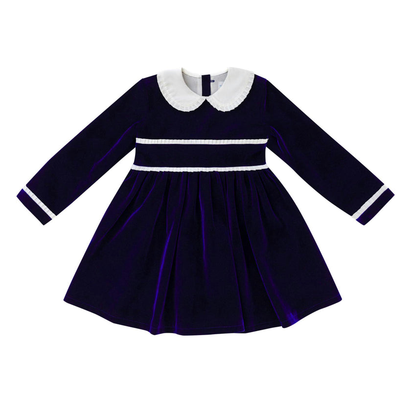 Long Sleeve Grace Dress in Midnight Blue Velvet