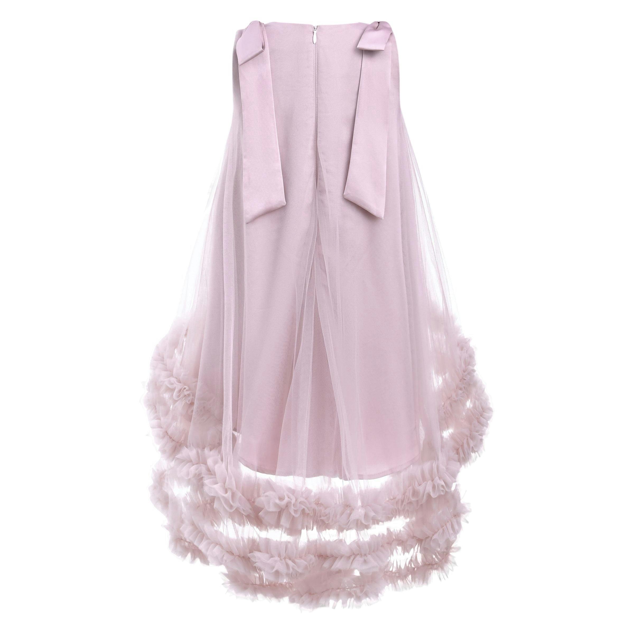 Pink Violeta Sleeveless Ruffle Overlay Dress