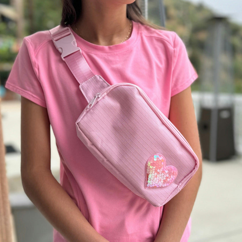 Sequin Heart Belt Bag