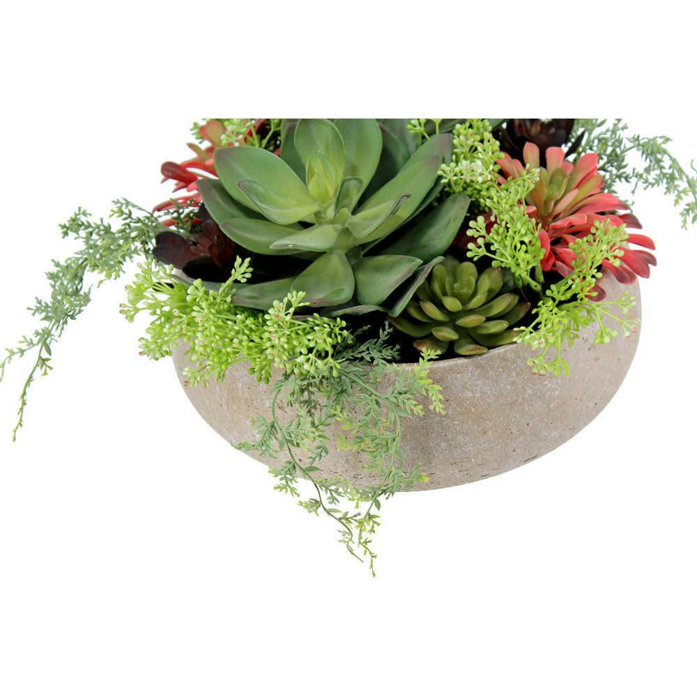 Round Artificial Succulent Arrangement, Natural Planter