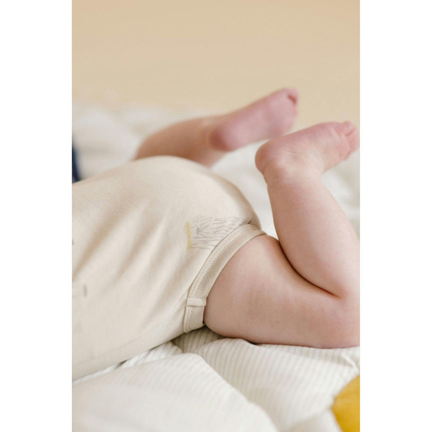 Short Sleeve Lap Shoulder Snap Onesie, Tan