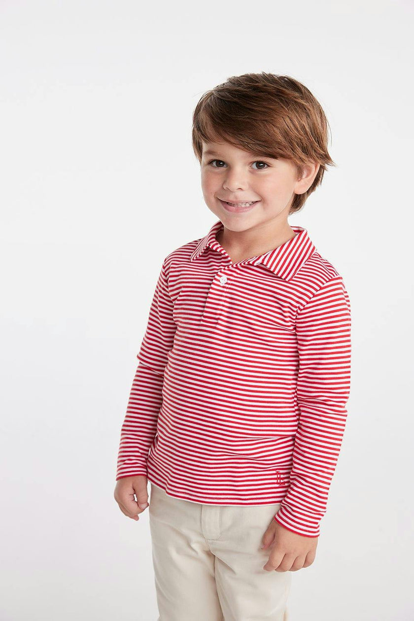 Long Sleeve Polo - Red Stripe
