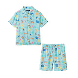 Boys Synthetic Viscose Matching Set | Aqua beach