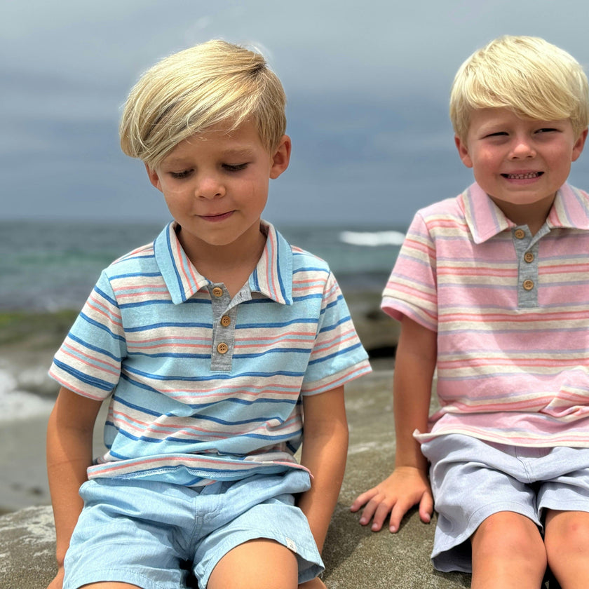 POLREATH Blue/Pink Stripe Polo