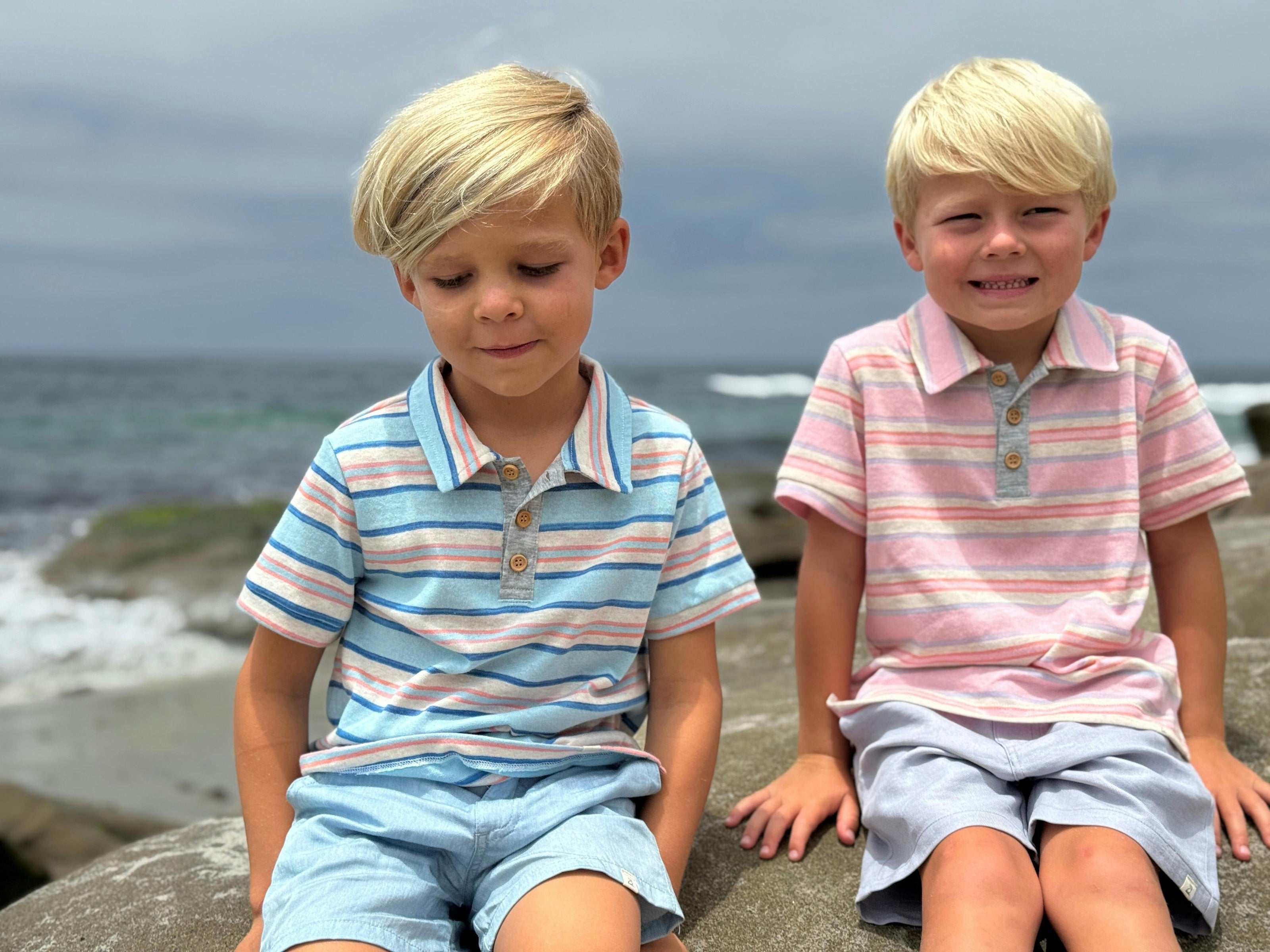 POLREATH Blue/Pink Stripe Polo