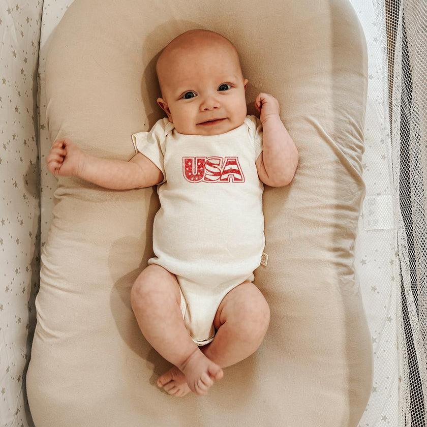 USA Organic Cotton Baby Bodysuit Short Sleeve