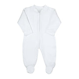 White Sleep and Play Zipper Footie in Jacquard Cotton