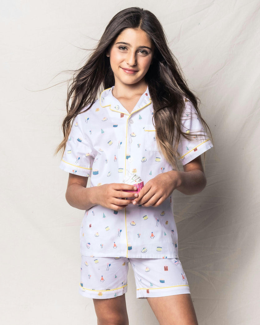 Kid's Twill Pajama Short Set in Birthday Wishes