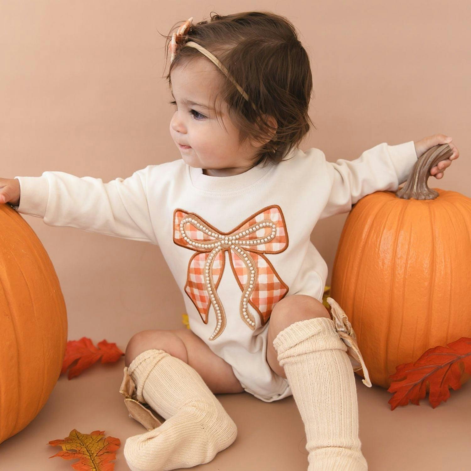 Cinnamon Plaid Tulle Bow Baby Headband