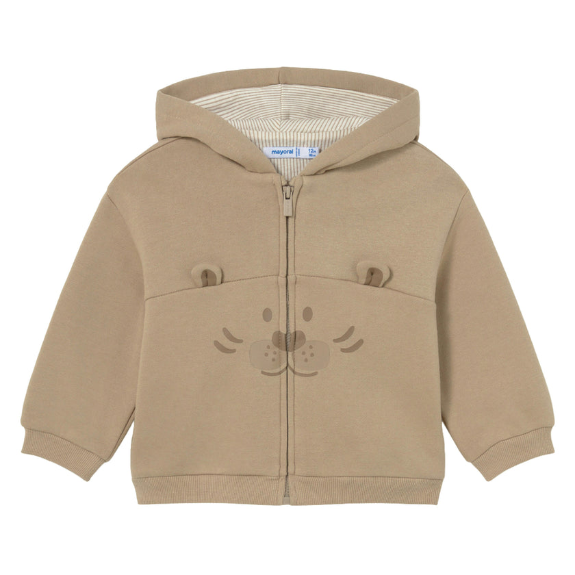 Beige Interactive Animal Zip-Up Sweatshirt