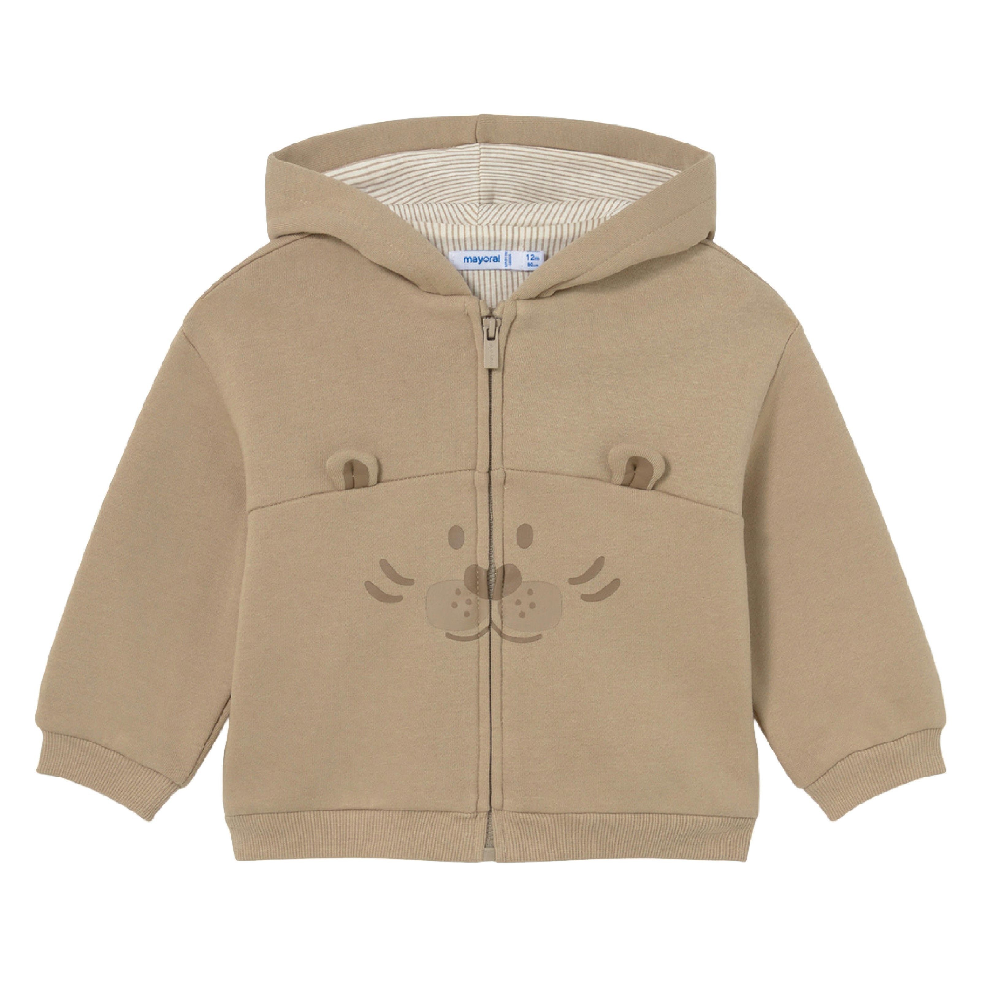 Beige Interactive Animal Zip-Up Sweatshirt