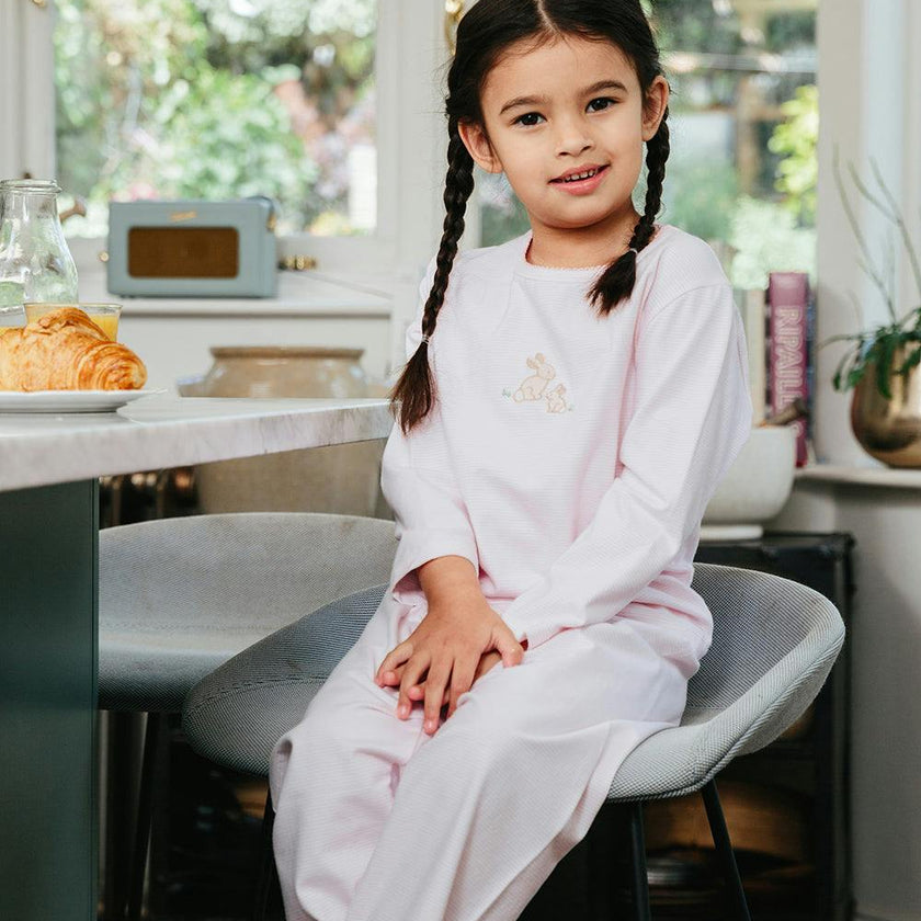 Stripy Bunny Embroidered Pajamas