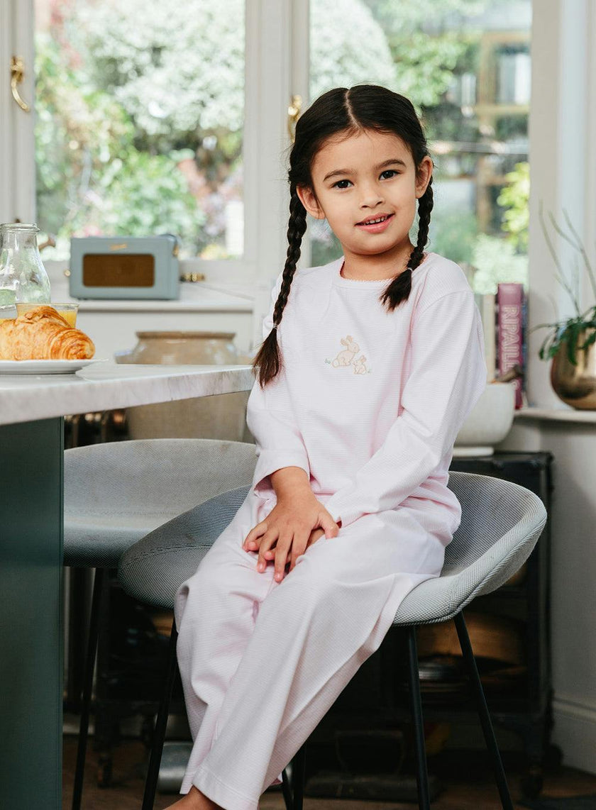 Stripy Bunny Embroidered Pajamas