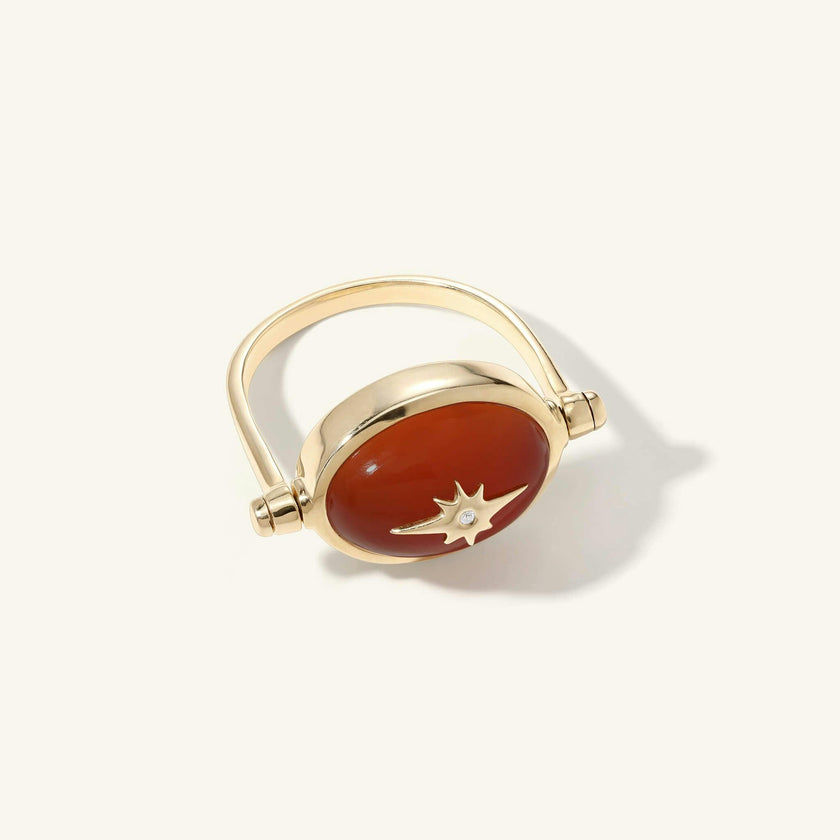 Spinning Carnelian Star Ring