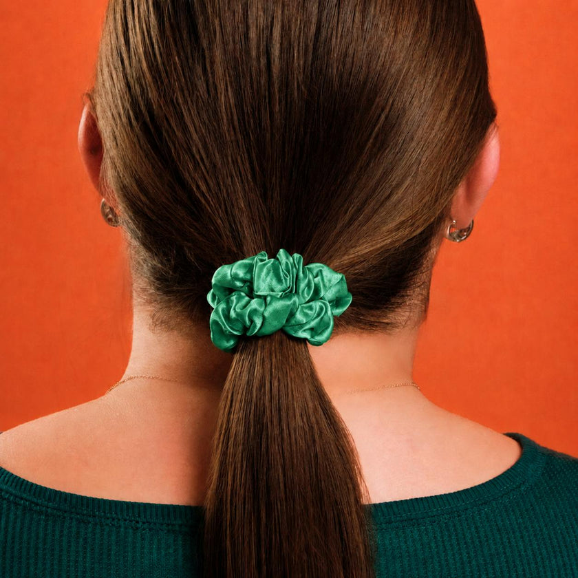Deep Green Silk Scrunchies