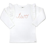 Millie Long Sleeve Tee in 'two' Pink Eyelash Writing