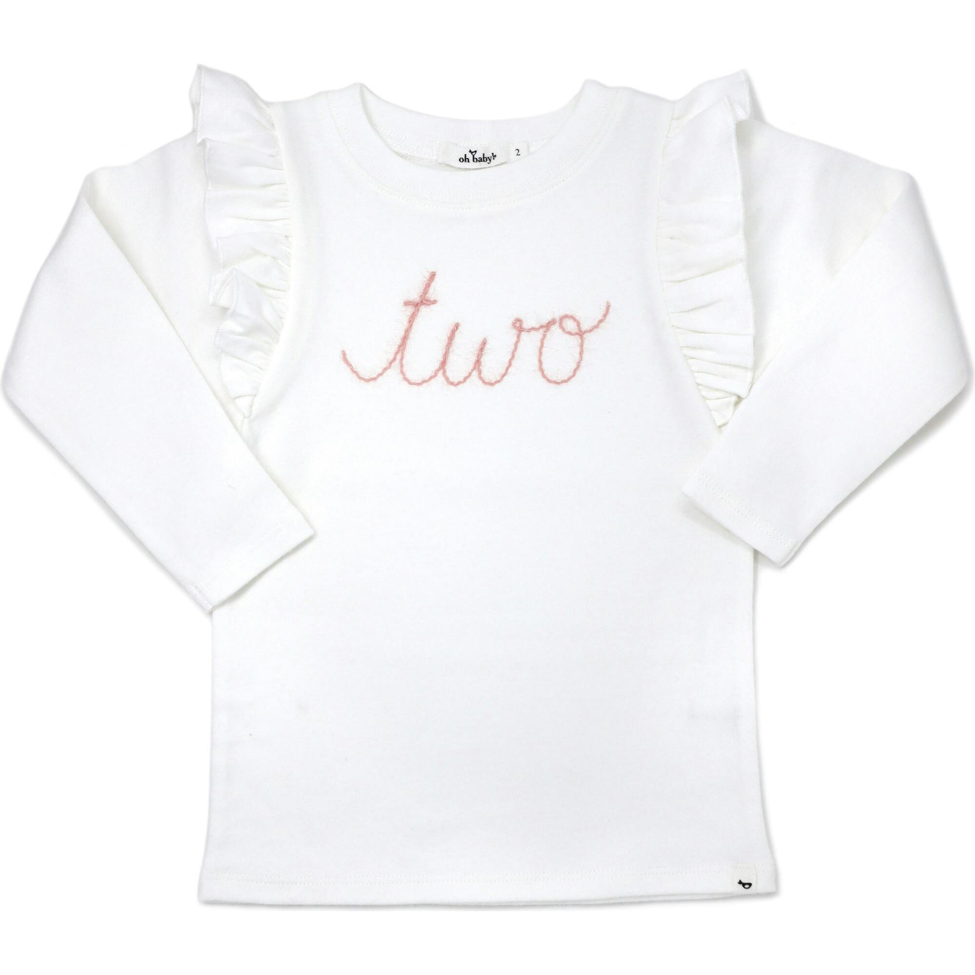 Millie Long Sleeve Tee in 'two' Pink Eyelash Writing
