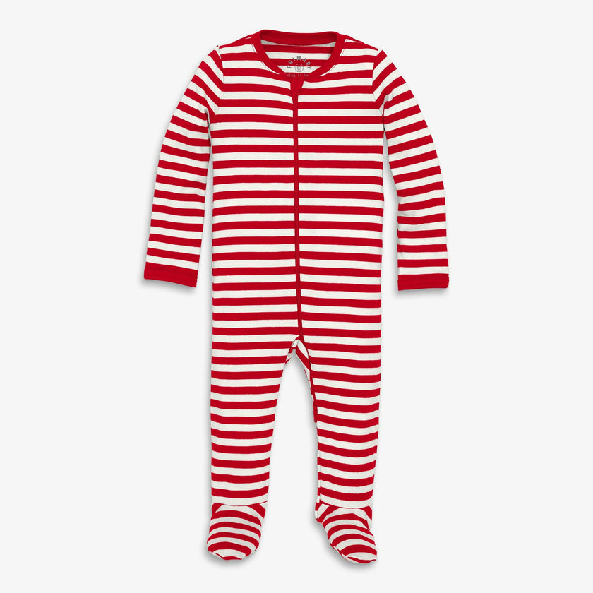 Baby organic zip footie in stripe