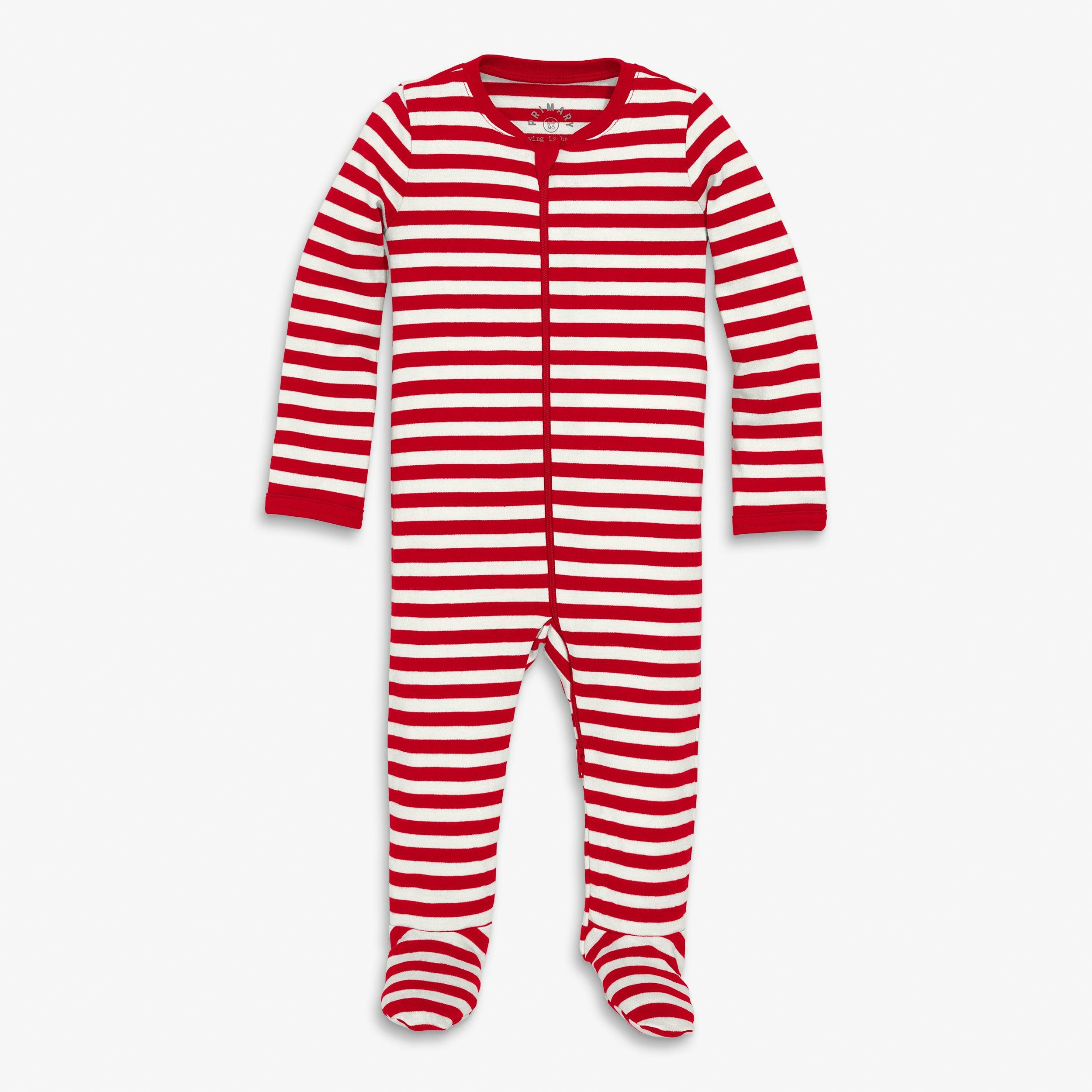 Baby organic zip footie in stripe