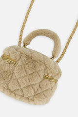 Faux Fur Small Bag Beige