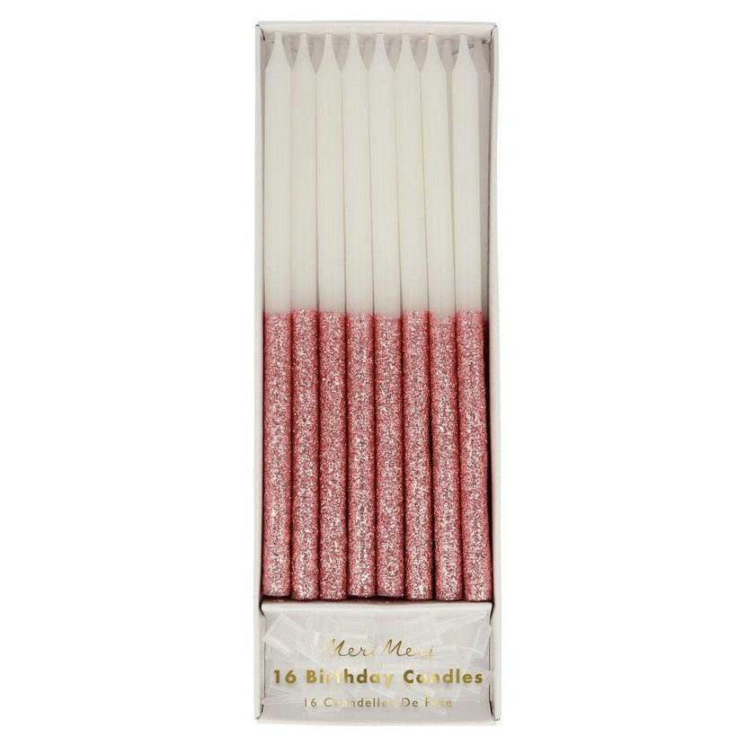 Meri Meri Dusty Pink Glitter Dipped Candles