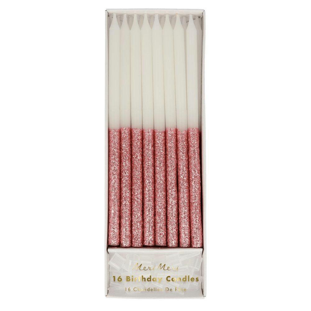 Meri Meri Dusty Pink Glitter Dipped Candles