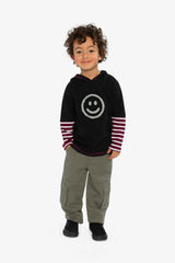 Fake Double Sleeve Hooded Shirt Royal Blue And Red
