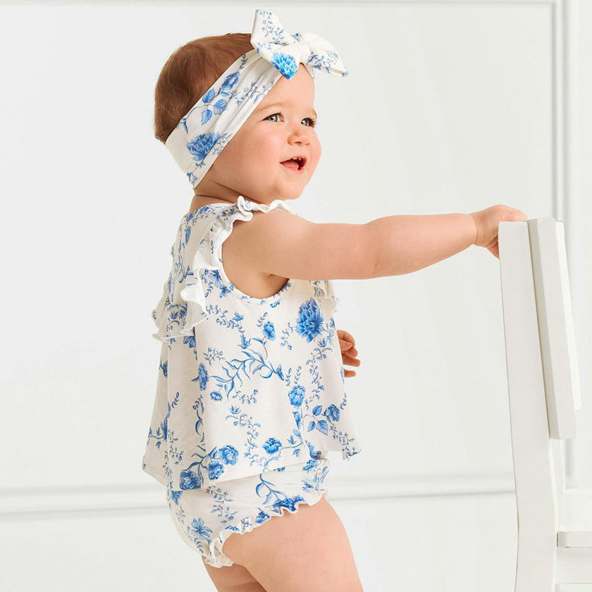 Hattie Flowy Ruffled Top Bummie Set