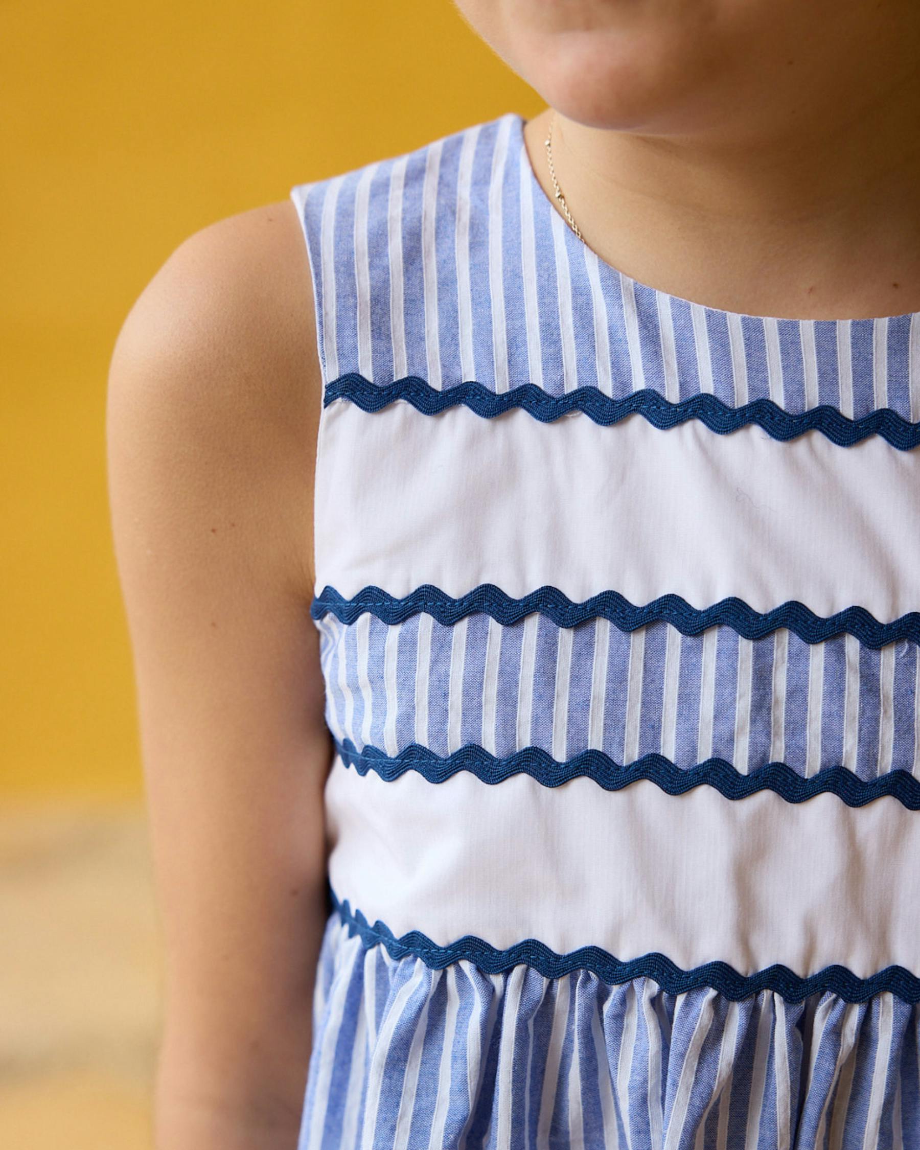 Miel Dress Blue Stripe Seersucker