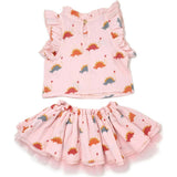 Stegosaurus Party Gauze Lola Top Tutu Skirt Set