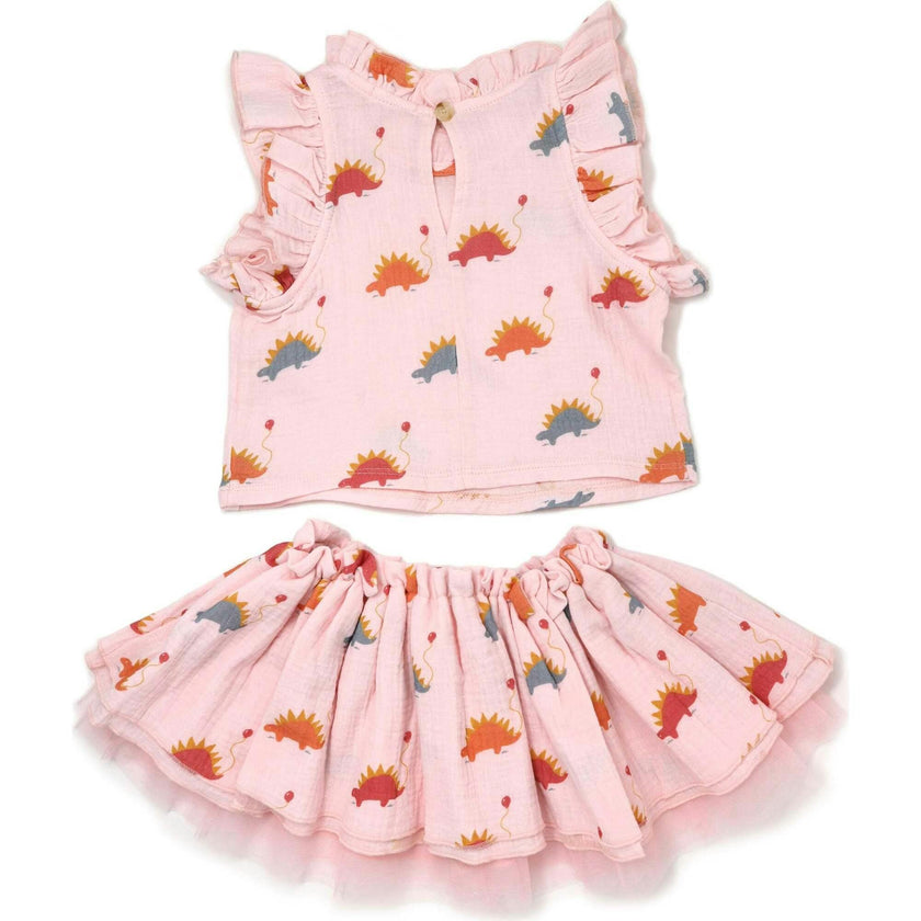 Stegosaurus Party Gauze Lola Top Tutu Skirt Set