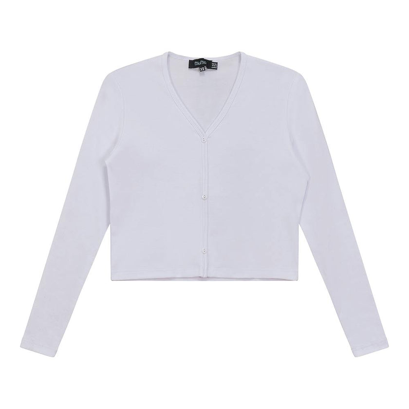 Cropped V-Neck Cardigan