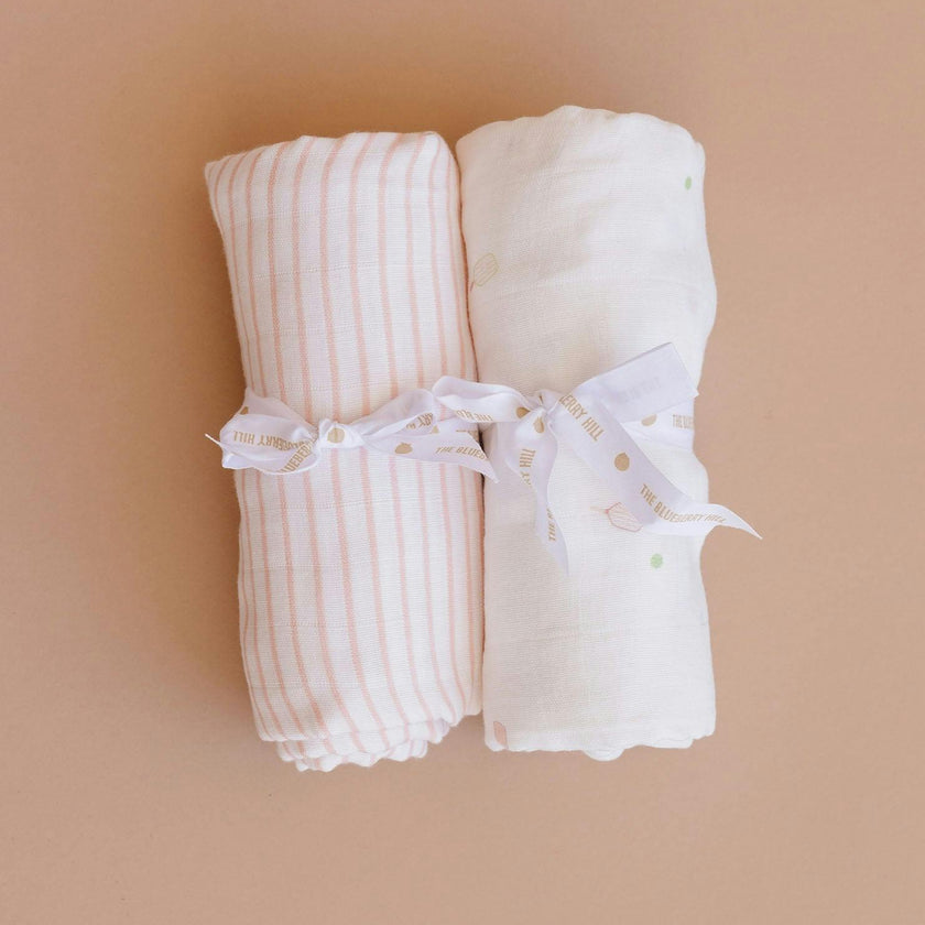 Pink Stripe Swaddle and Lovey Set, Pink Bunny