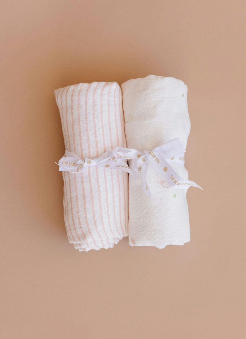 Pink Stripe Swaddle and Lovey Set - Pink Bunny