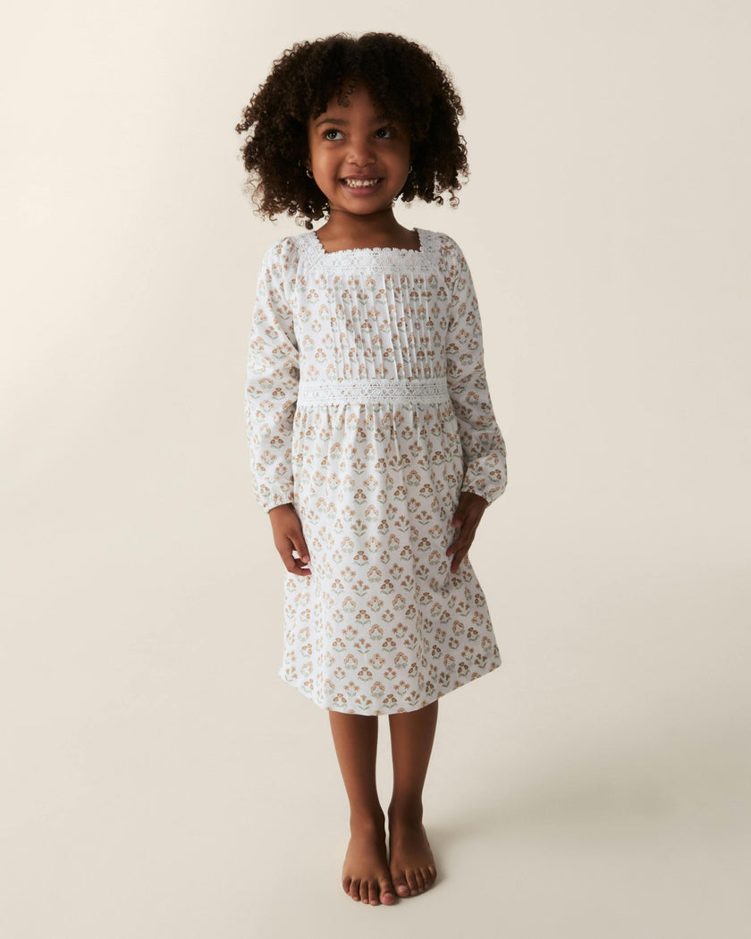 Girl's Twill Long Sleeve Juliette Nightgown in Estate Garden