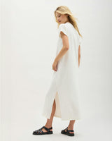 Womens Relaxed Tee Maxi Dress - Pigment Dye Jersey - Bone