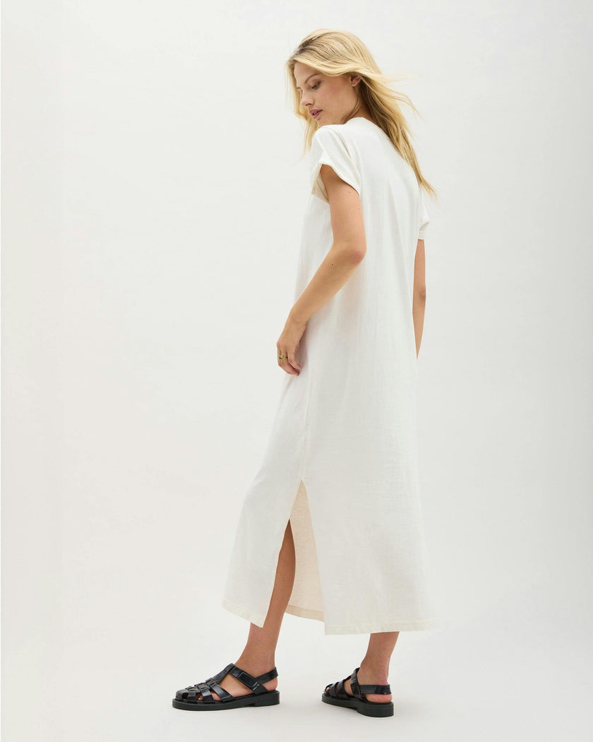 Womens Relaxed Tee Maxi Dress - Pigment Dye Jersey - Bone