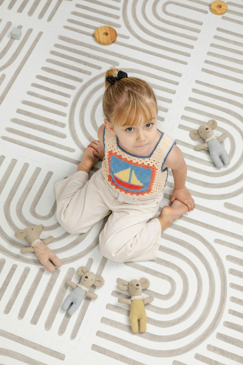 Premium Foam Haven Playmat | Linear, Putty | Toddlekind