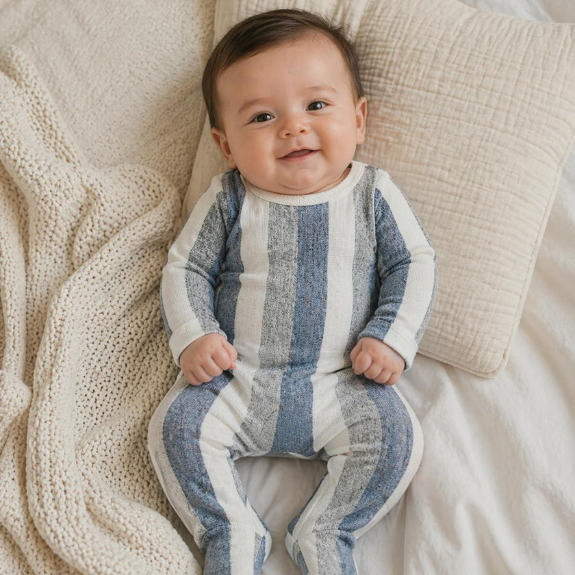 Striped Sweater Knit Long Sleeve Footie